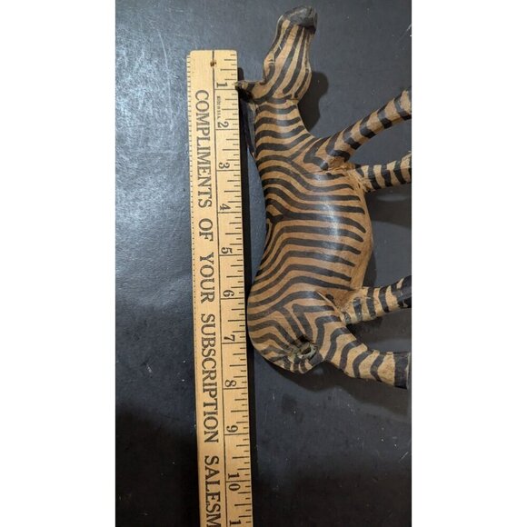 Wooden hand carved Zebra Figurine  Safari Decor 8": brown  black  zoo - Picture 9 of 9